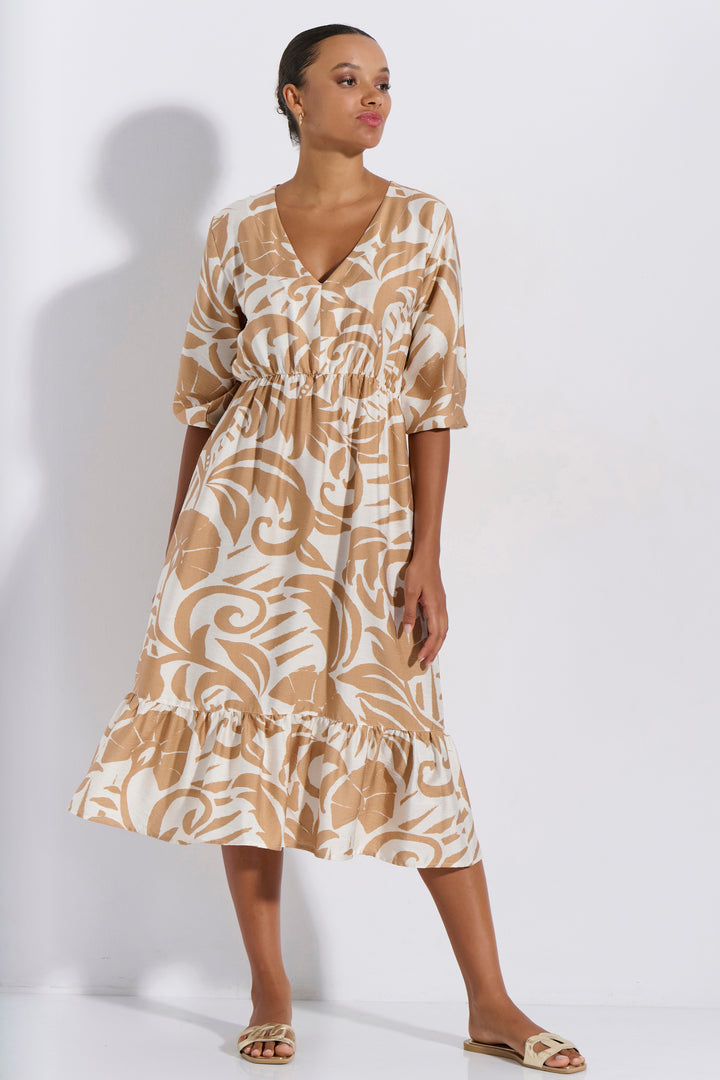 Φόρεμα Midi Εμπριμέ (8265)