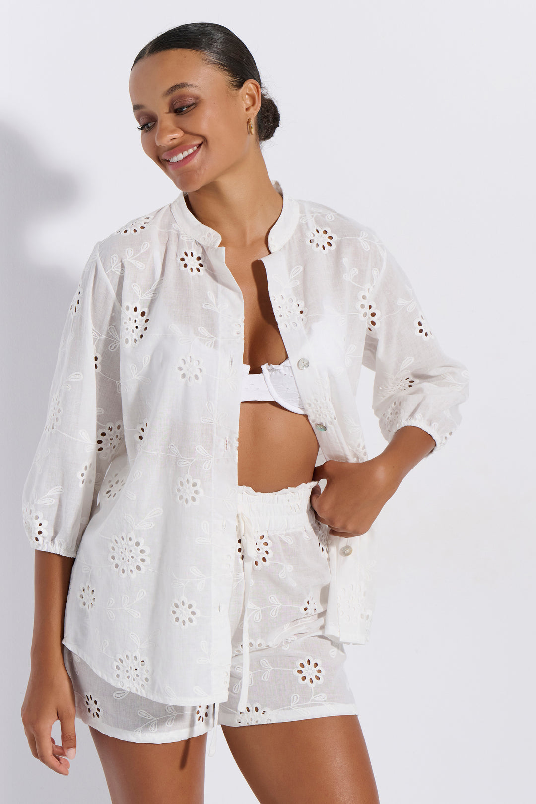 Πουκάμισο Κουμπωτό Μπροντερί (8280)