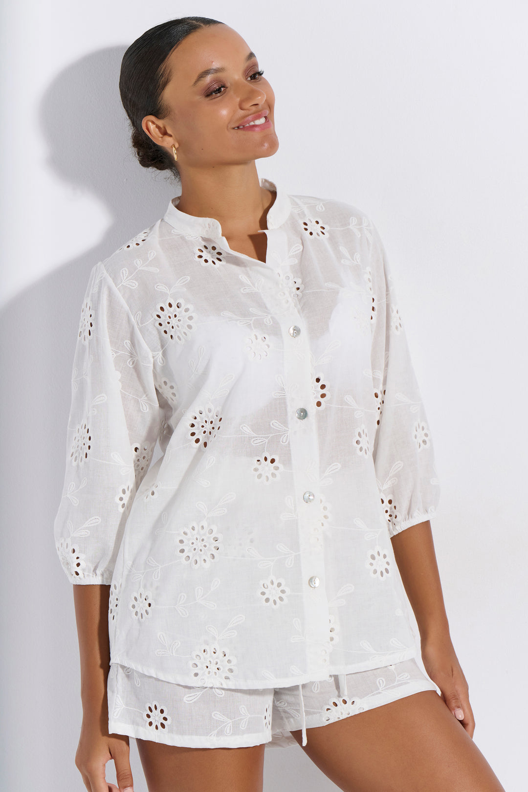 Πουκάμισο Κουμπωτό Μπροντερί (8280)