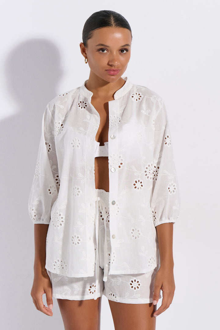 Πουκάμισο Κουμπωτό Μπροντερί (8280)