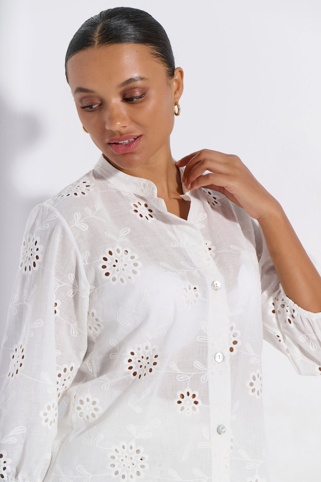 Πουκάμισο Κουμπωτό Μπροντερί (8280)