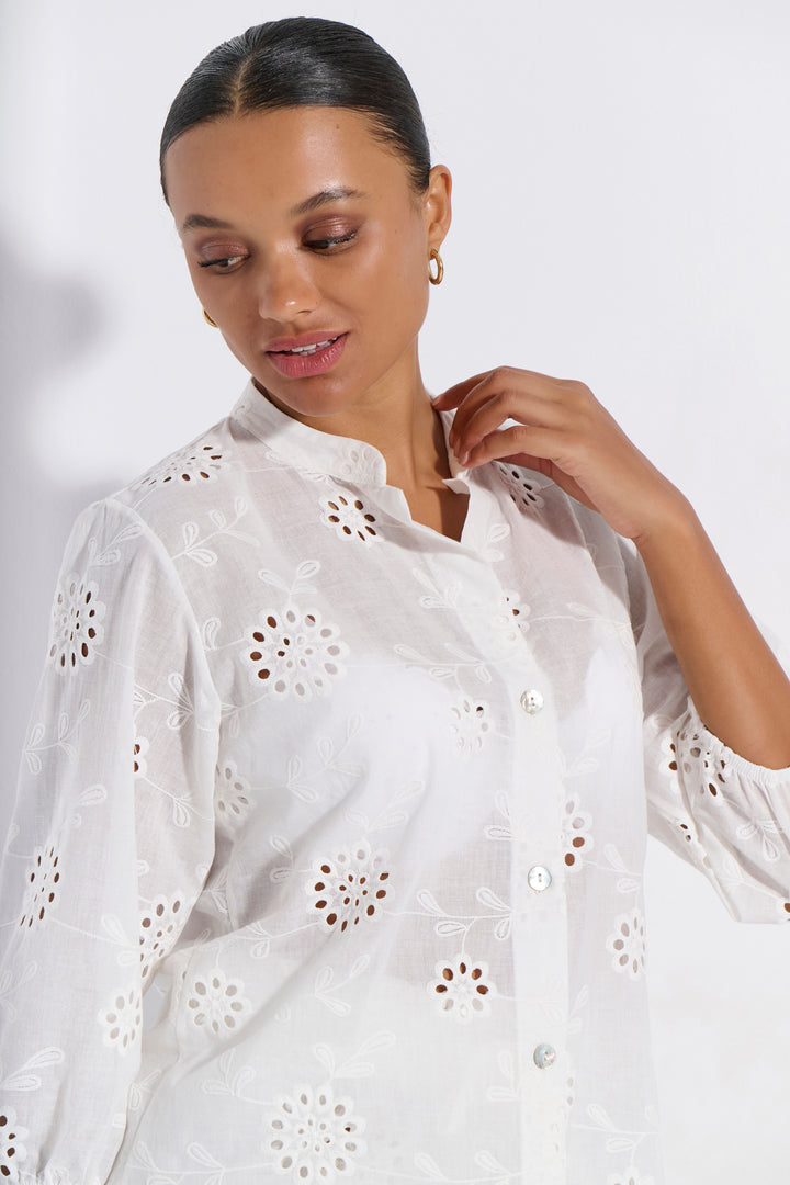 Πουκάμισο Κουμπωτό Μπροντερί (8280)