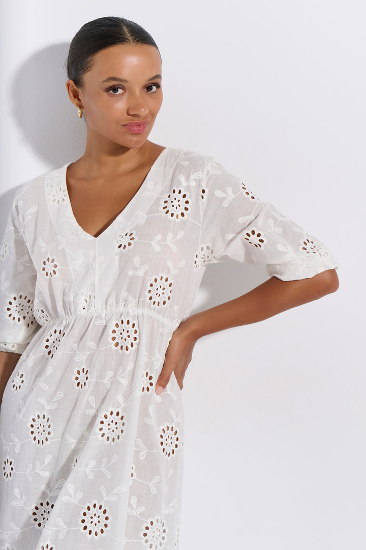 Φόρεμα Maxi Μπροντερί (8282)