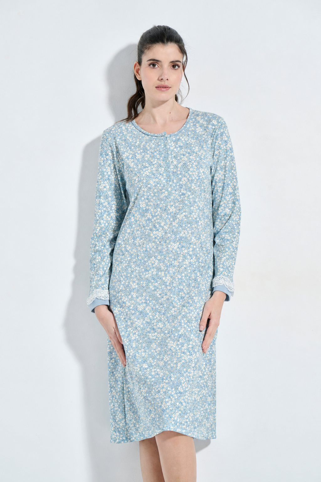 Nightgown Button Placket Fleur (8330)