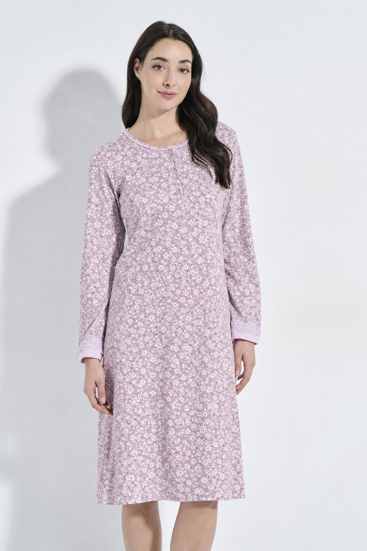 Nightgown Button Placket Fleur (8330)