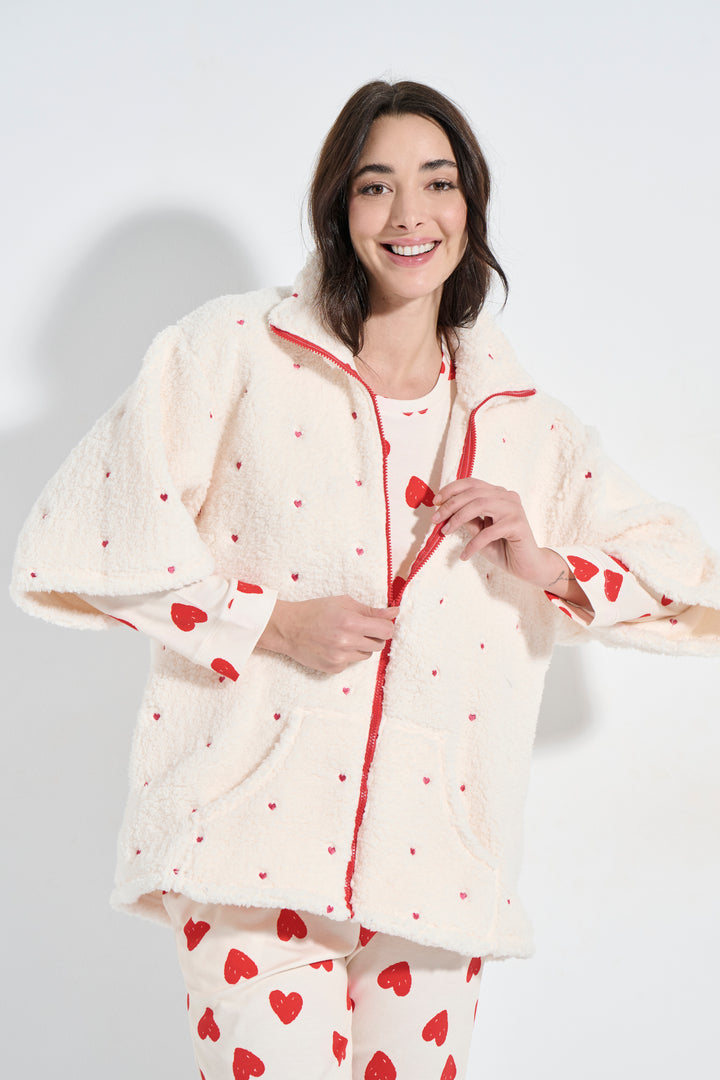 Σακάκι Φερμουάρ Fleece Καρδιές (8359)