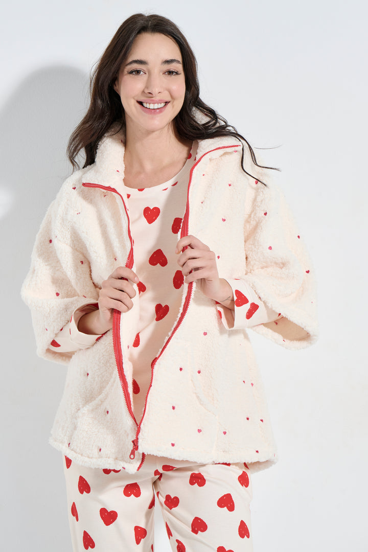 Σακάκι Φερμουάρ Fleece Καρδιές (8359)
