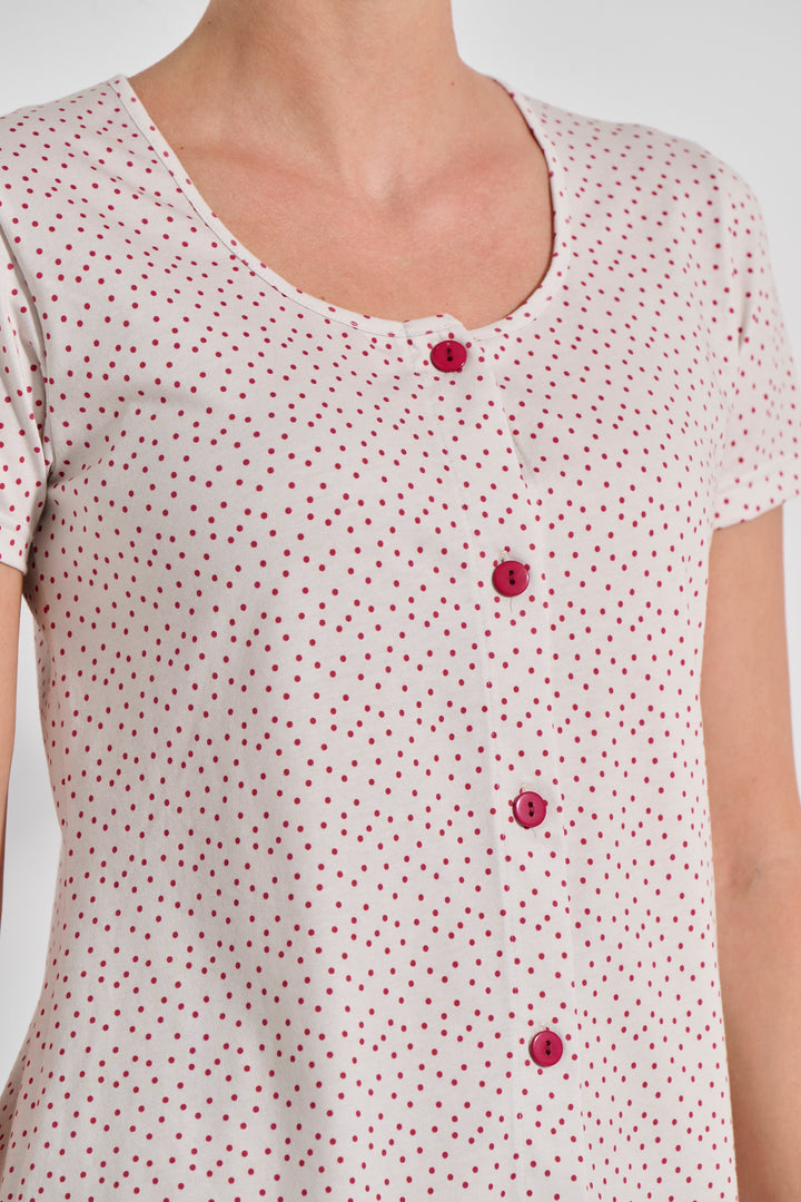 Πυζάμα Κουμπωτή Παντελόνι Polka Dot (8447)