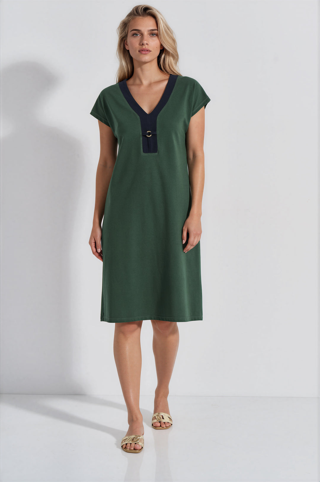 Φόρεμα Pique Ζαπονέ Αξεσουαρ (8467) - Green-Blue