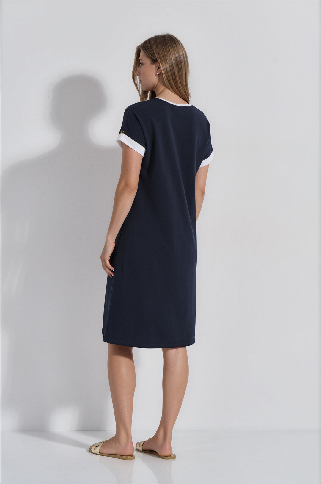 Φόρεμα Pique Ζαπονέ (8468) - Blue-Ecru