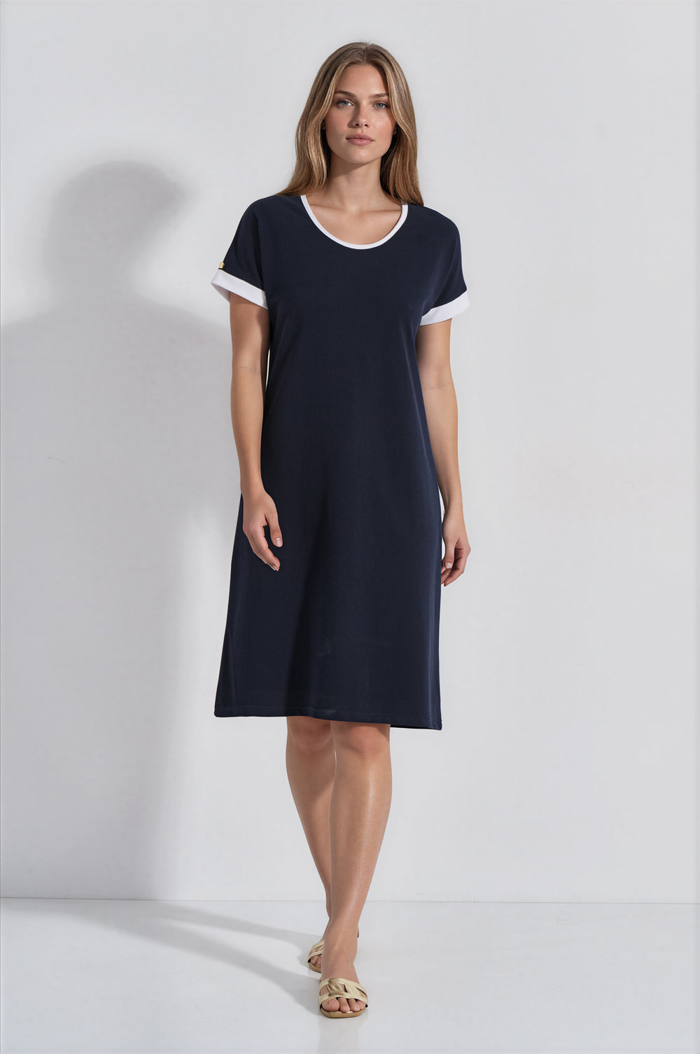 Φόρεμα Pique Ζαπονέ (8468) - Blue-Ecru