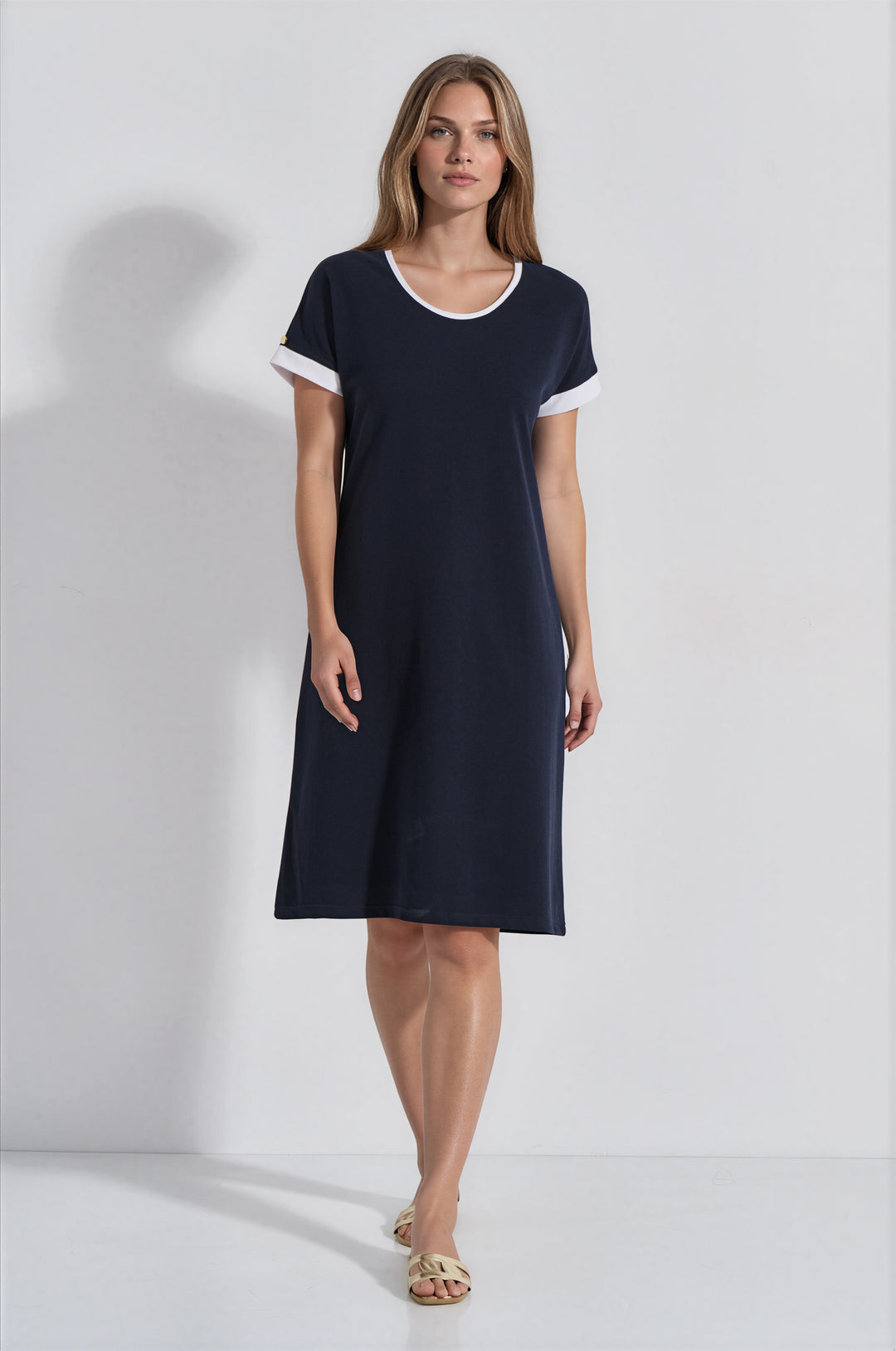 Φόρεμα Pique Ζαπονέ (8468) - Blue-Ecru