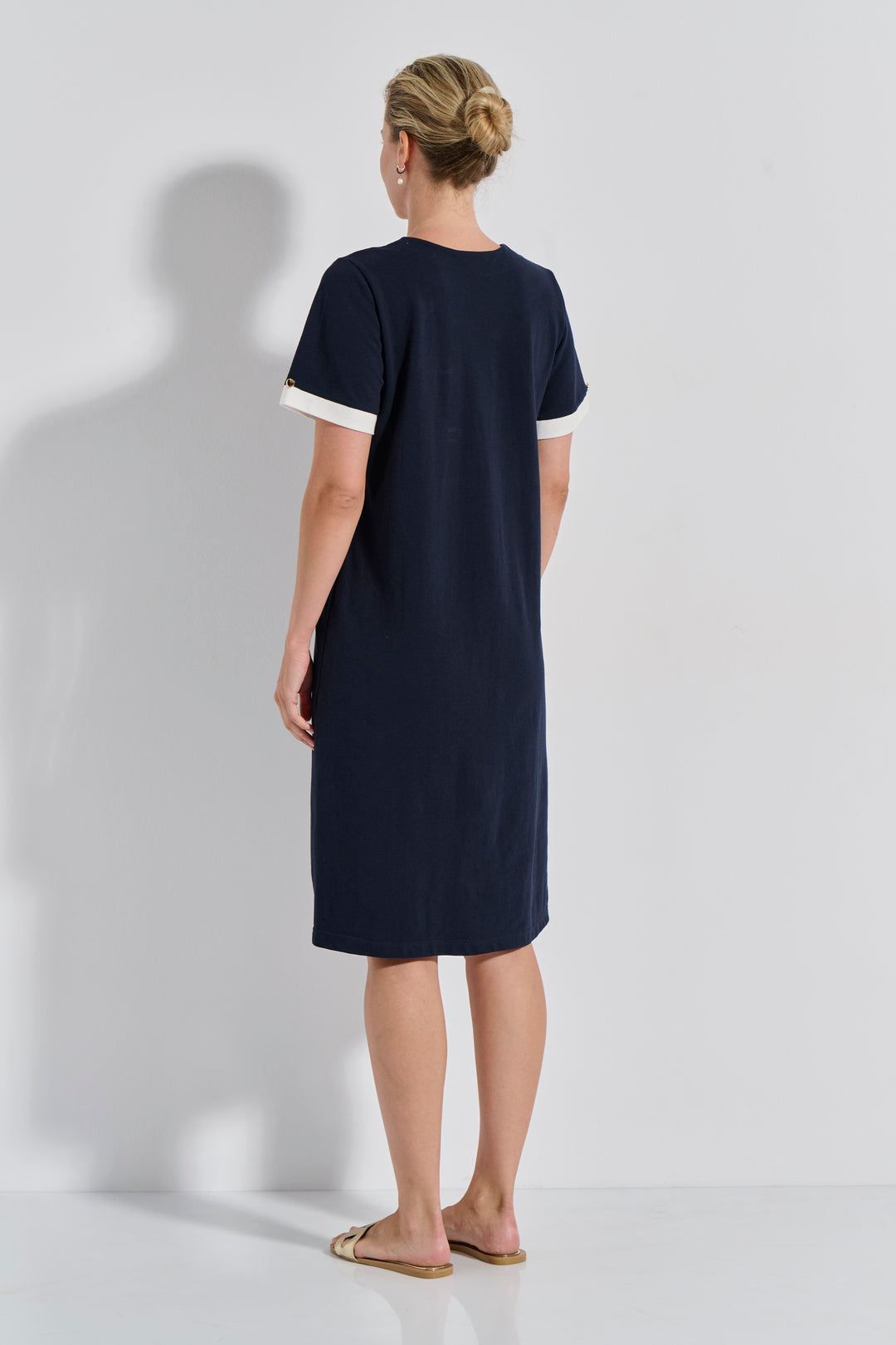 Φόρεμα Pique Κουμπωτο (8469) - Blue-Ecru