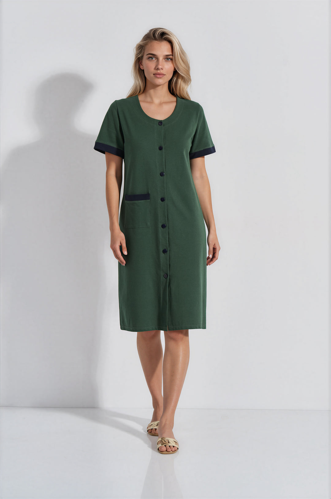 Φόρεμα Pique Κουμπωτο (8469) - Green-Blue