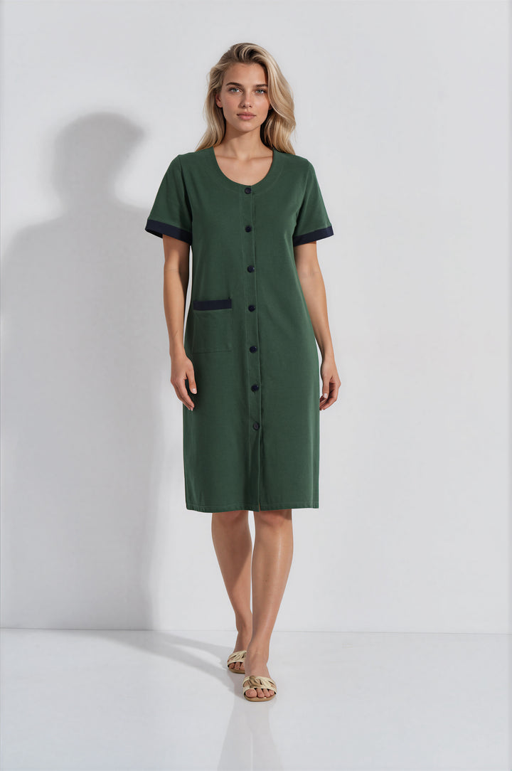 Φόρεμα Pique Κουμπωτο (8469) - Green-Blue
