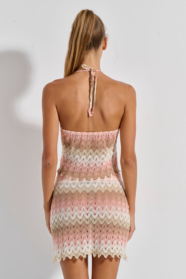 Crop Top Lurex Knit Lace (8470) - Beige