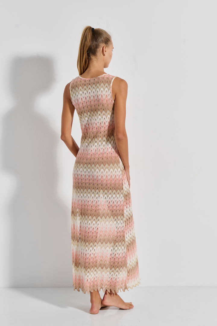 Φόρεμα Ώμος Lurex Knit Lace (8474) - Beige