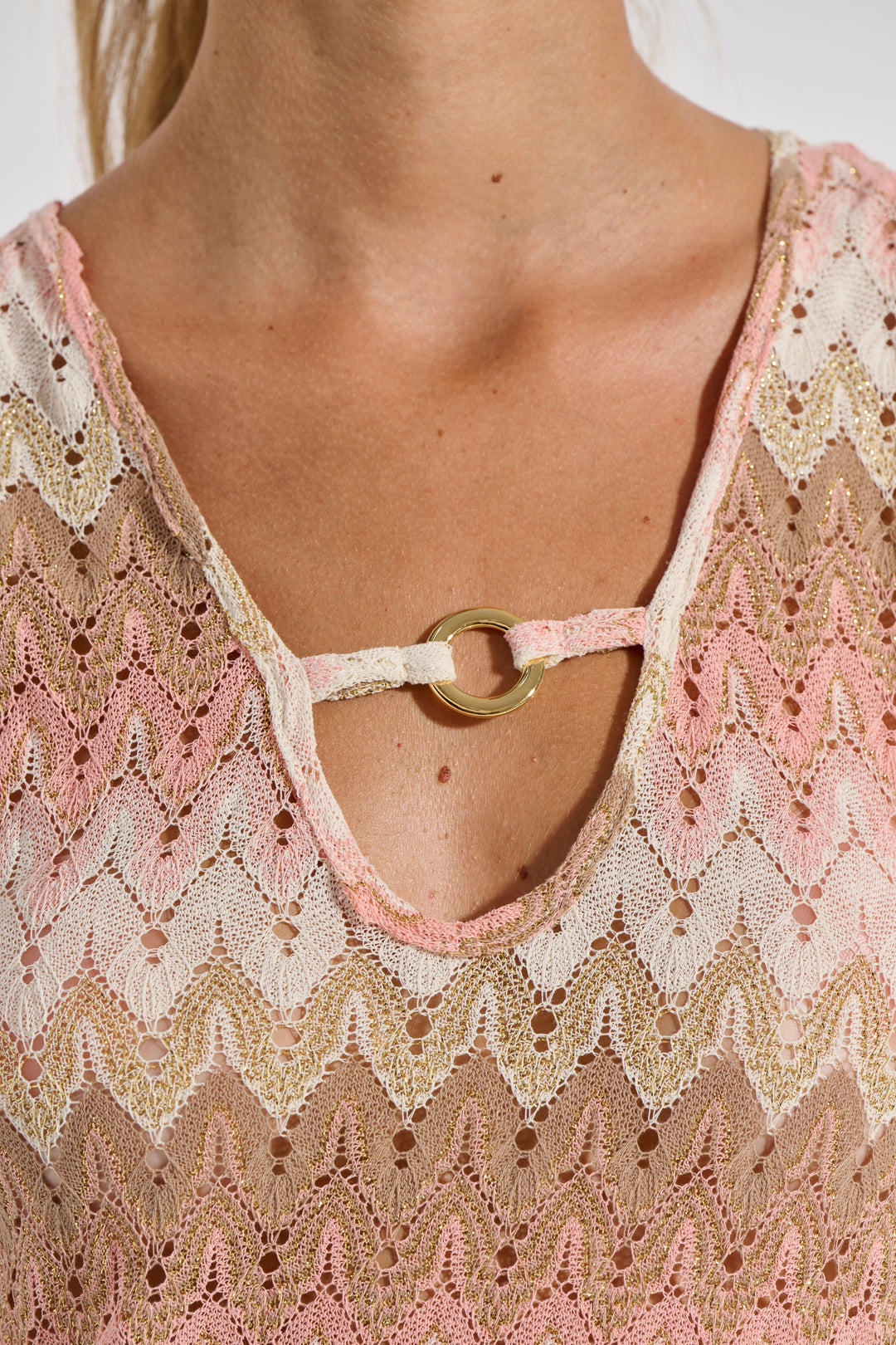 Φόρεμα Ώμος Lurex Knit Lace (8474) - Beige