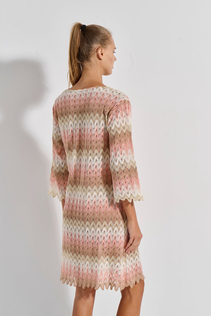 Φόρεμα Μανίκι Lurex Knit Lace (8476) - Beige