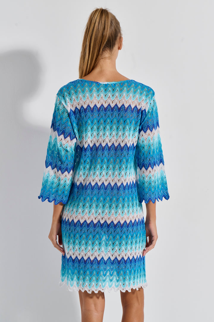 Φόρεμα Μανίκι Lurex Knit Lace (8476) - Blue