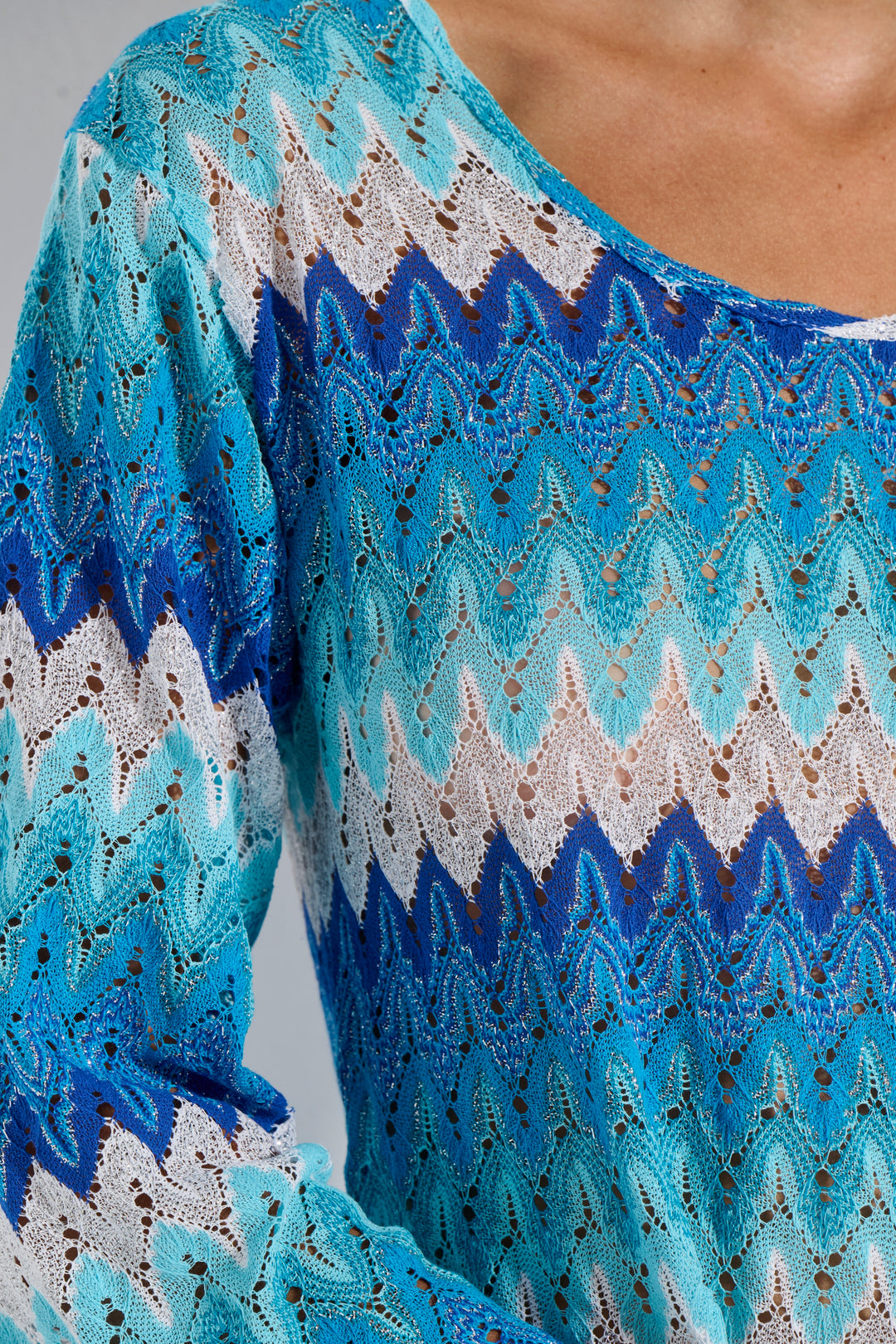 Φόρεμα Μανίκι Lurex Knit Lace (8476) - Blue