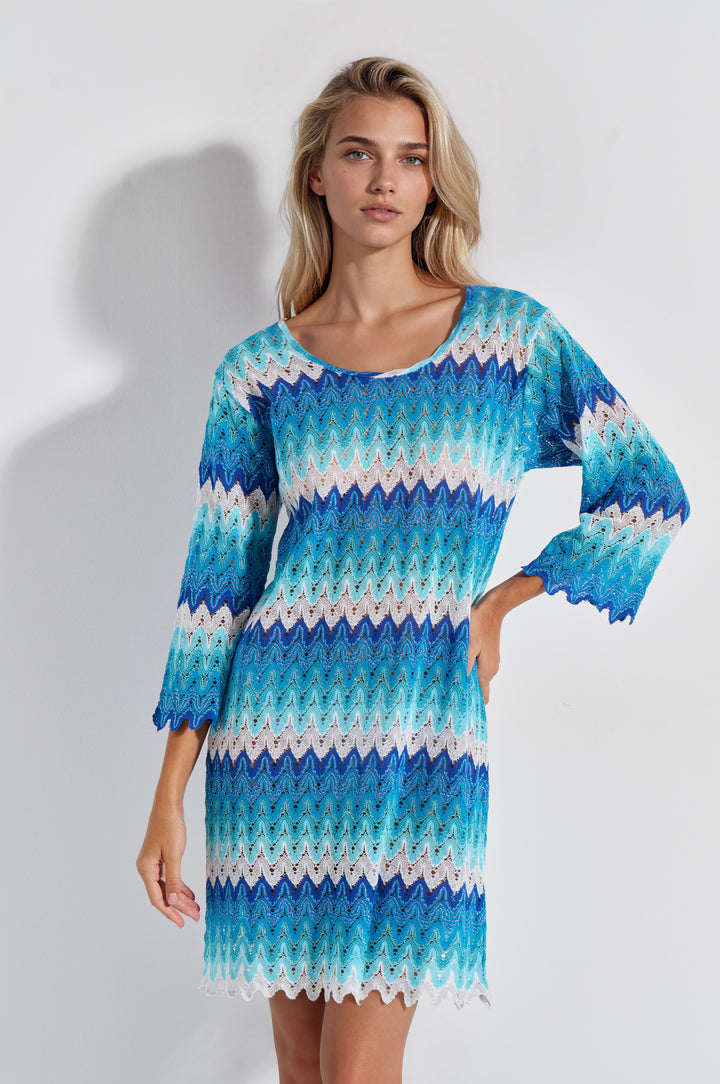 Φόρεμα Μανίκι Lurex Knit Lace (8476) - Blue