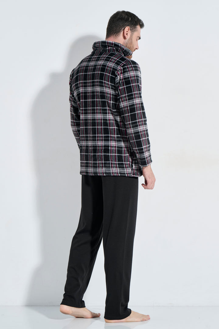 Σακάκι Φερμουάρ Fleece Καρό (Α5820)