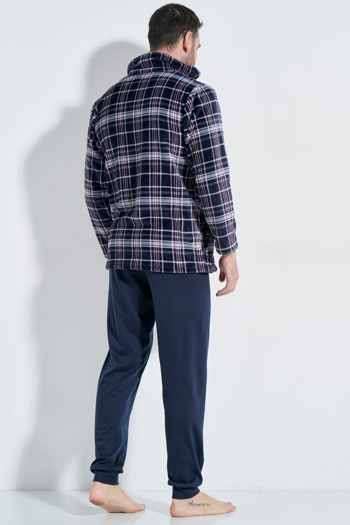 Σακάκι Φερμουάρ Fleece Καρό (Α5820)