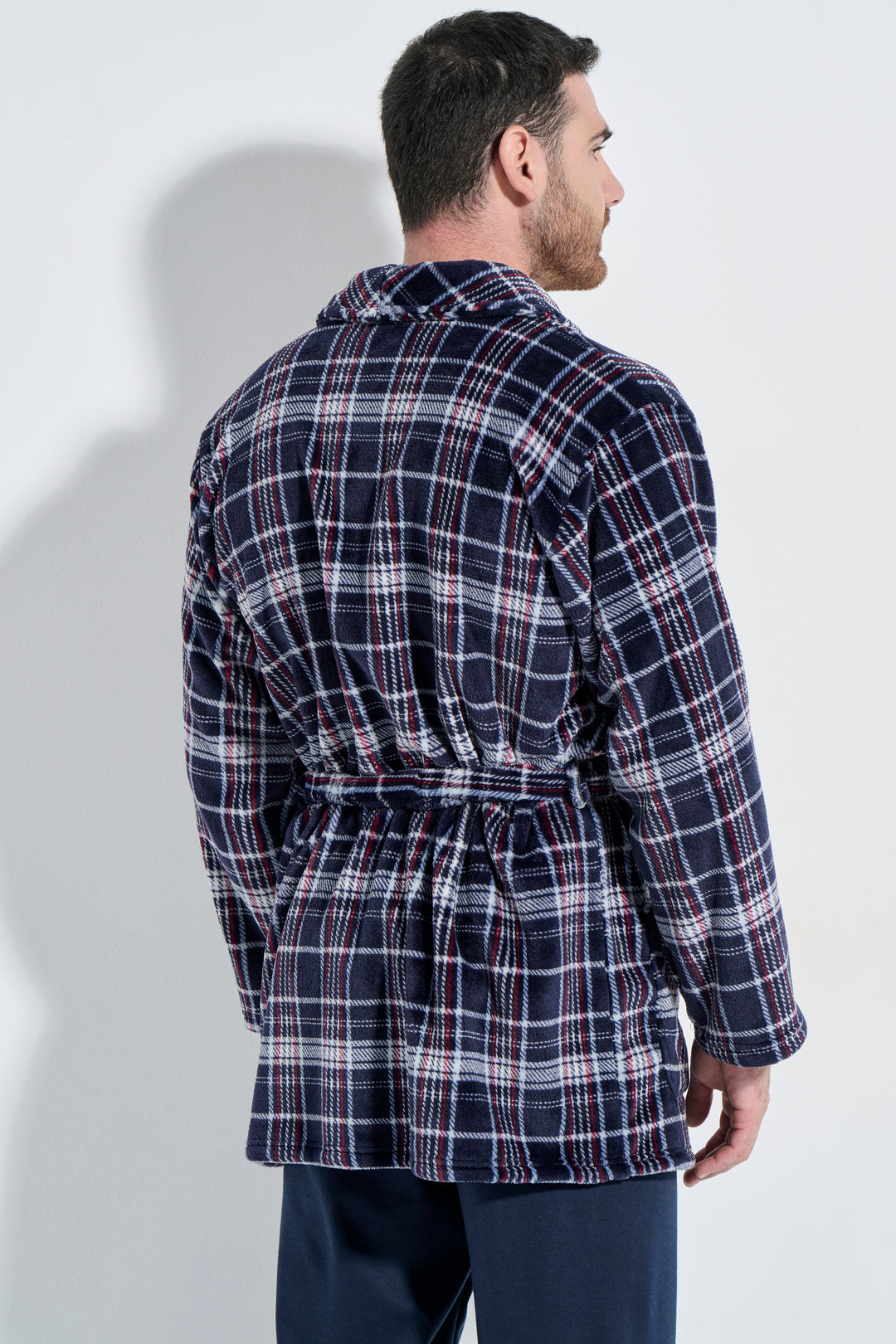 Ρόμπα Σταυρωτή Fleece Καρό (Α5821)